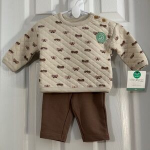 NWT Little Planet Baby Girl Butterfly Tan & Brown 100% Organic Cotton Outfit